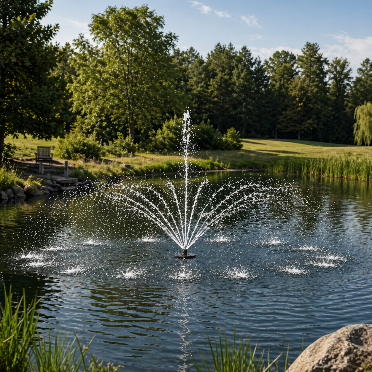 Floating Pond Fountain – 7000 GPH | 125ft Power Cord | Easy Install | Bluetooth Light Option | Water Cannon Fountains