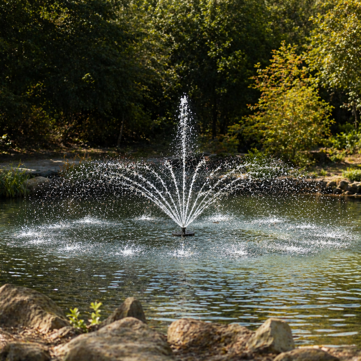 Floating Pond Fountain – 7000 GPH | 125ft Power Cord | Easy Install | Bluetooth Light Option | Water Cannon Fountains