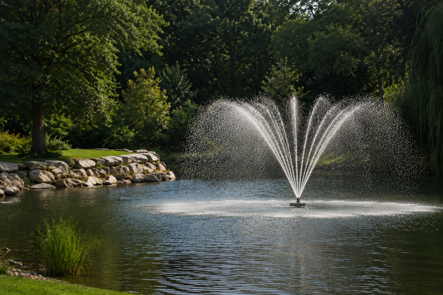 Floating Pond Fountain - 10,000 GPH - 125ft Power Cord - Bluetooth Light Option - Aerator