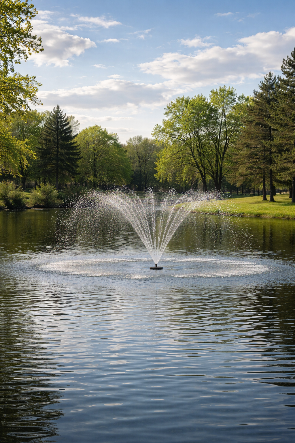 Floating Pond Fountain - 10,000 GPH - 125ft Power Cord - Bluetooth Light Option - Aerator