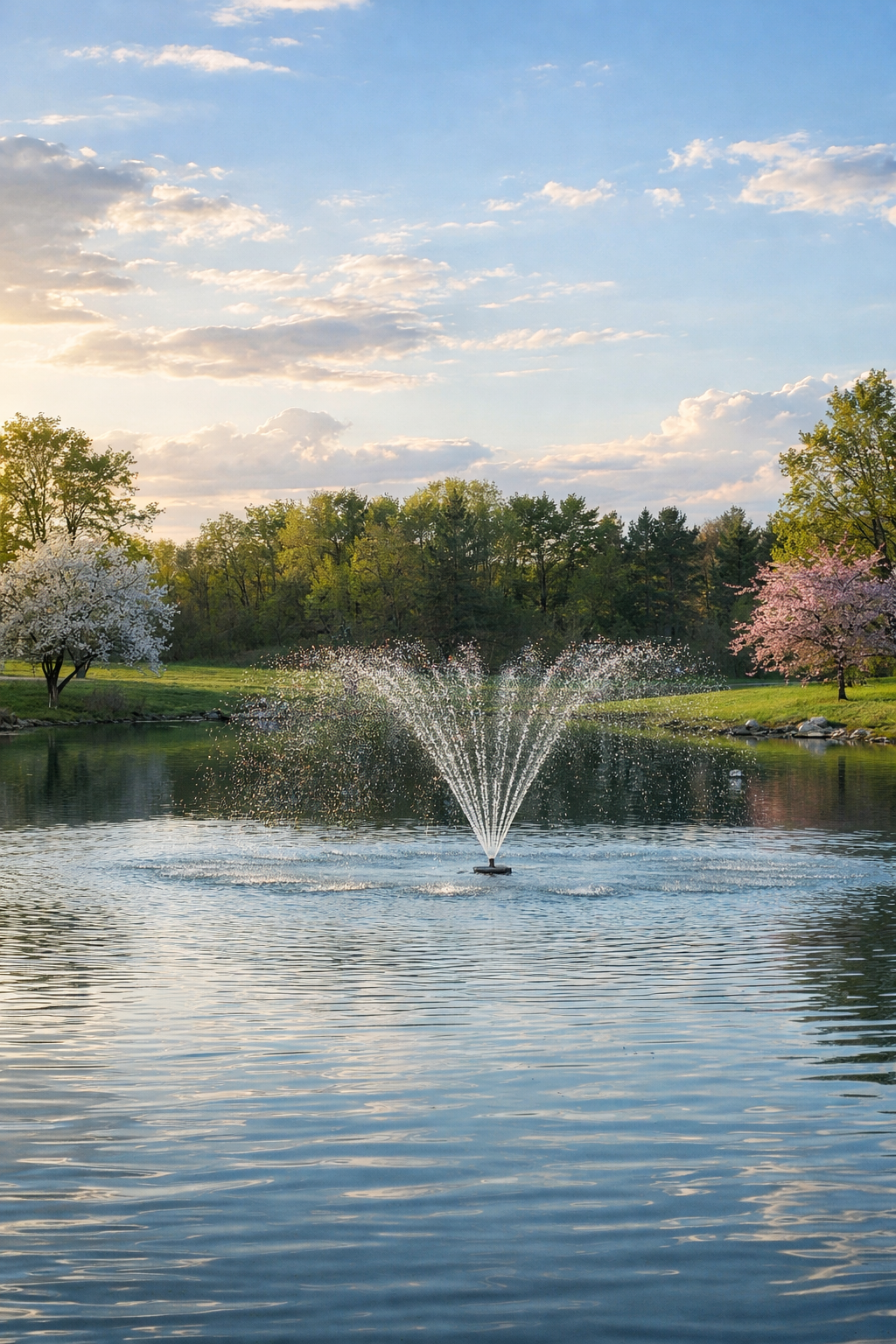 Floating Pond Fountain - 10,000 GPH - 125ft Power Cord - Bluetooth Light Option - Aerator