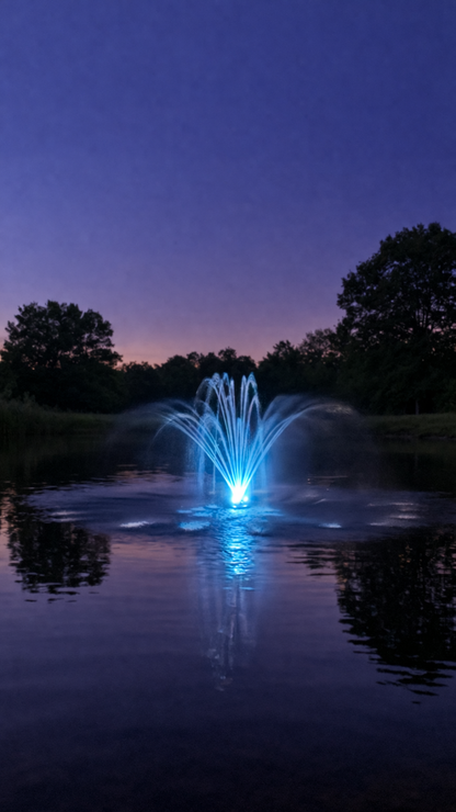 Floating Pond Fountain - 10,000 GPH - 125ft Power Cord - Bluetooth Light Option - Aerator